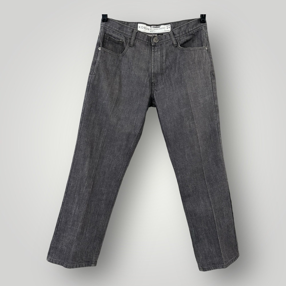 Vintage‎ Koman Jeans Mens 32x32 Gray Denim Cotton Baggy Hip Hop Y2K 90s Logo